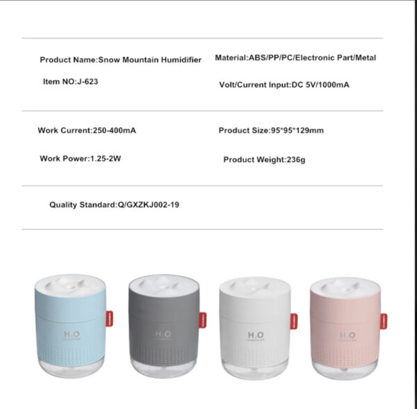 Portable Ultrasonic Humidifier Snow Moutain USB Aroma - Image 3